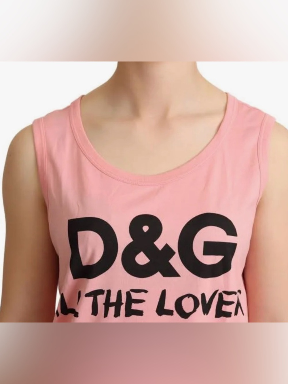 NWT, D&G Light Pink Graphic Heart Tank Motive Crewneck Top Dolce & Gabbana Chic - Picture 6 of 6